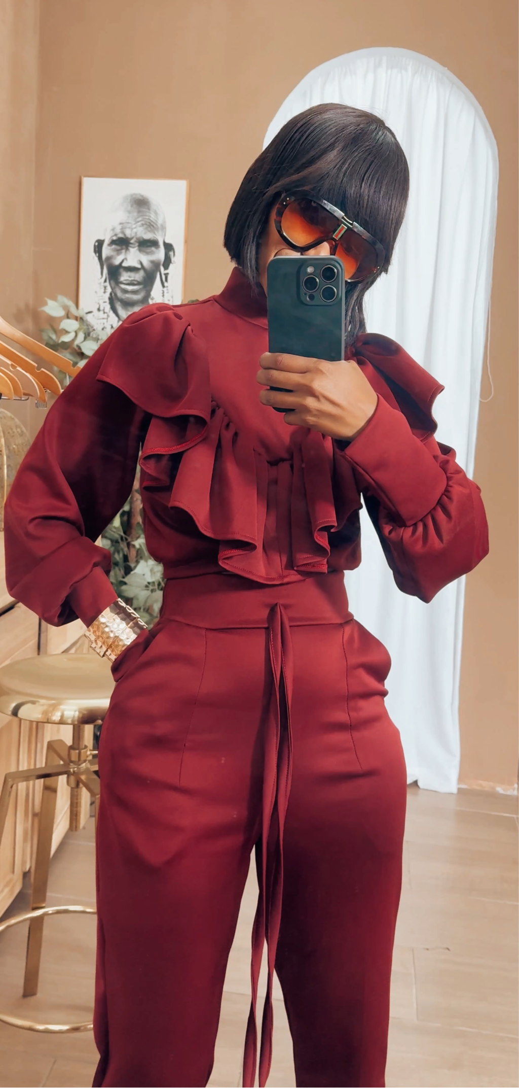 EFH | Burgundy Ruffles SweatSet/2Pc