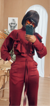 EFH | Burgundy Ruffles SweatSet/2Pc