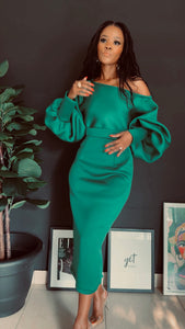 EFH | GREEN OFFSHOULDER SET/2Pc