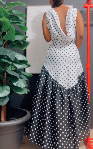 EFH | MADONNA Asymmetrical Drop Back Polka Maxi