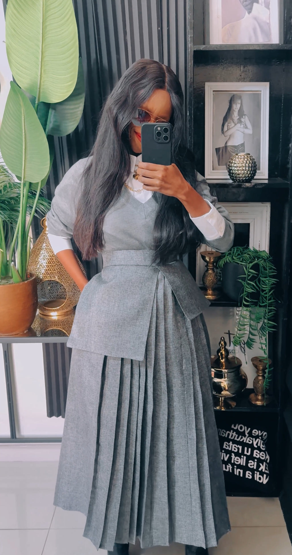 EFH GREY PLEATED SKIRT
