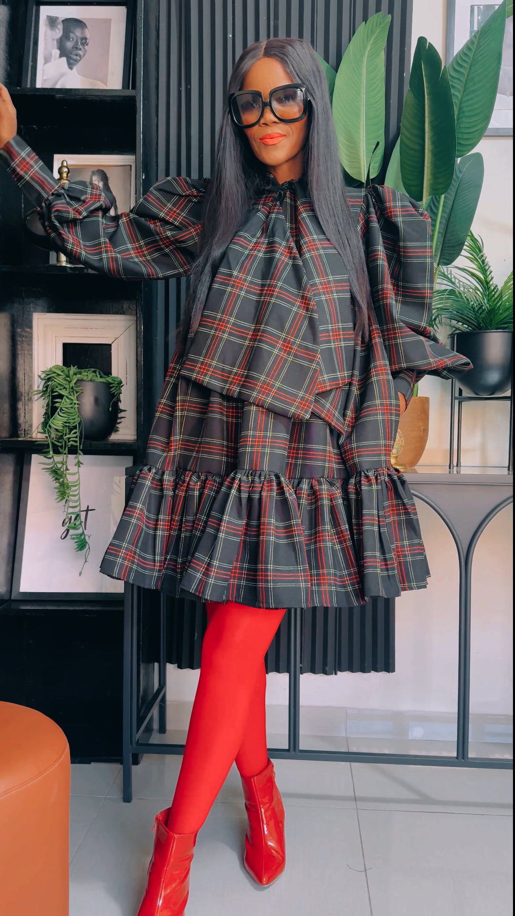 EFH | Zahra’ TARTAN RUFFLE DRESS