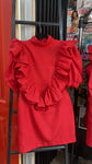 EFH RED MINI RUFFLE DRESS