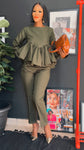 EFH | MILITARY GREEN RUFFLE BLOUSE