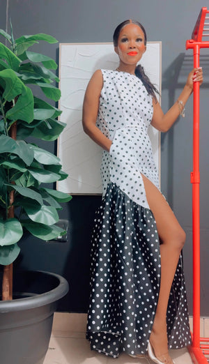 EFH | MADONNA Asymmetrical Drop Back Polka Maxi
