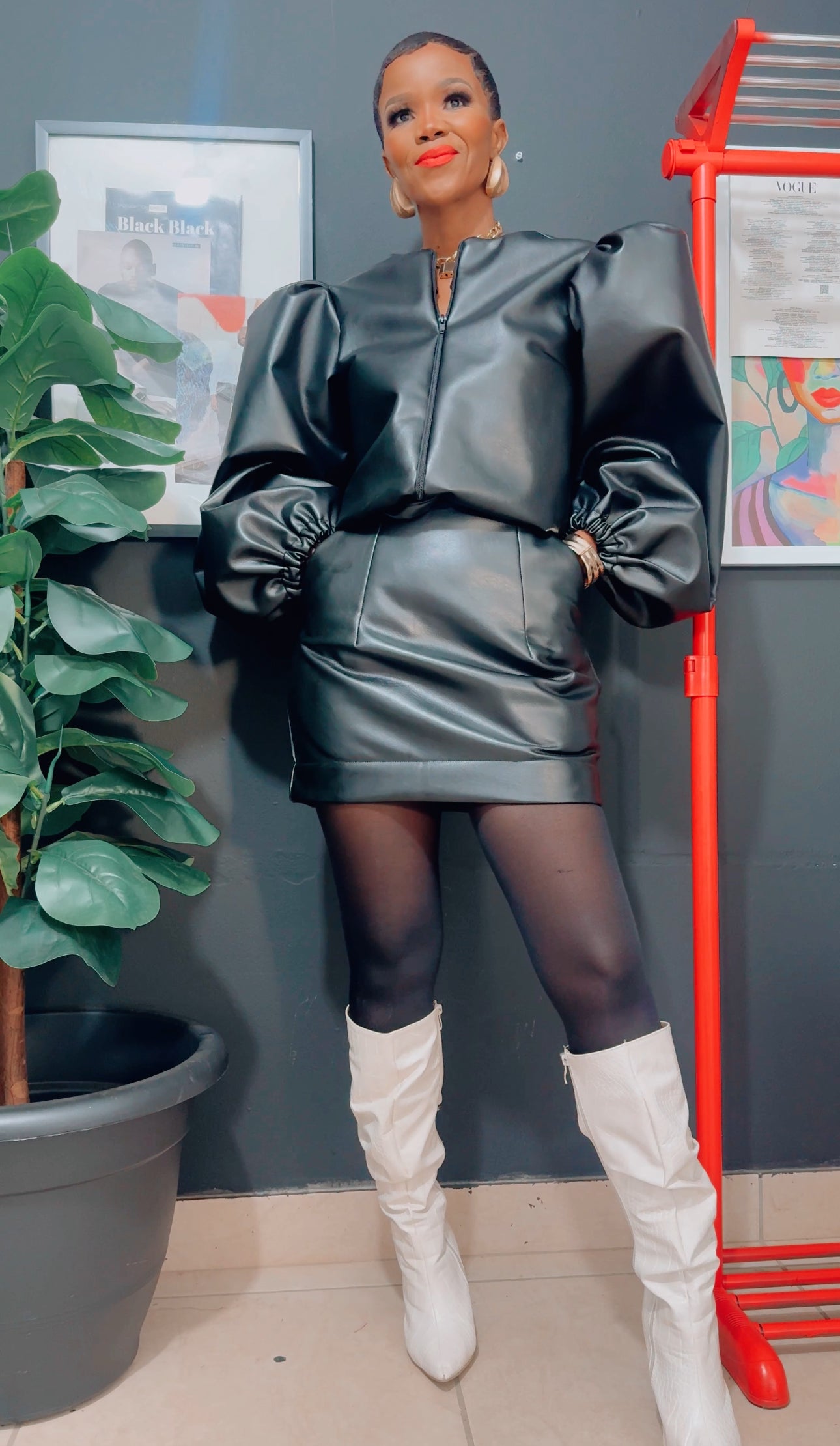 EFH | BLACK MINI LEATHER SKIRT