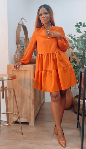 EFH | MUSTARD TIER RUFFLE DRESS