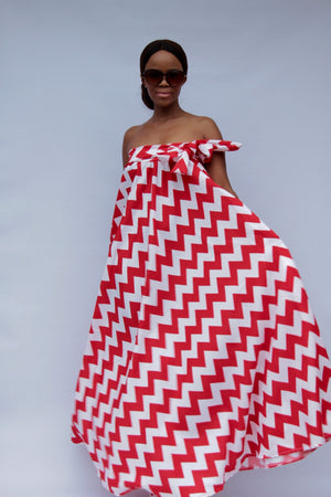 Trisha Red&White Maxi Dress