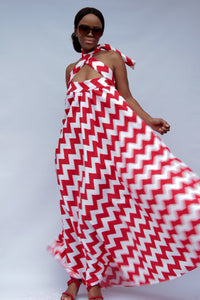 Trisha Red&White Maxi Dress