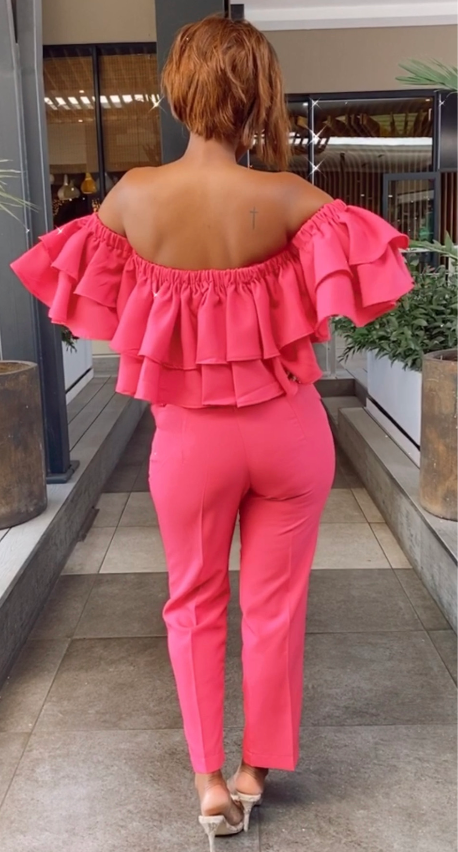 The CECEE Pink Ruffle Set/2Pc