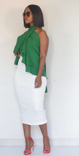 The White Stretch Pencil Skirt